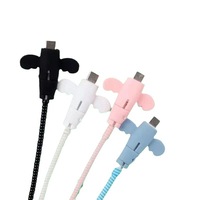 Protector de Cable con Diseño de Ángel, Funda Antienredos para Cable de Carga, Protector de Conector de Cargador de Teléfono, Blanco/Rosa/Negro