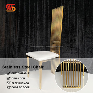 Silla de comedor con respaldo alto de acero inoxidable para recepción de fiesta al aire libre de diseño suave para eventos, muebles para banquetes - Product Image 6