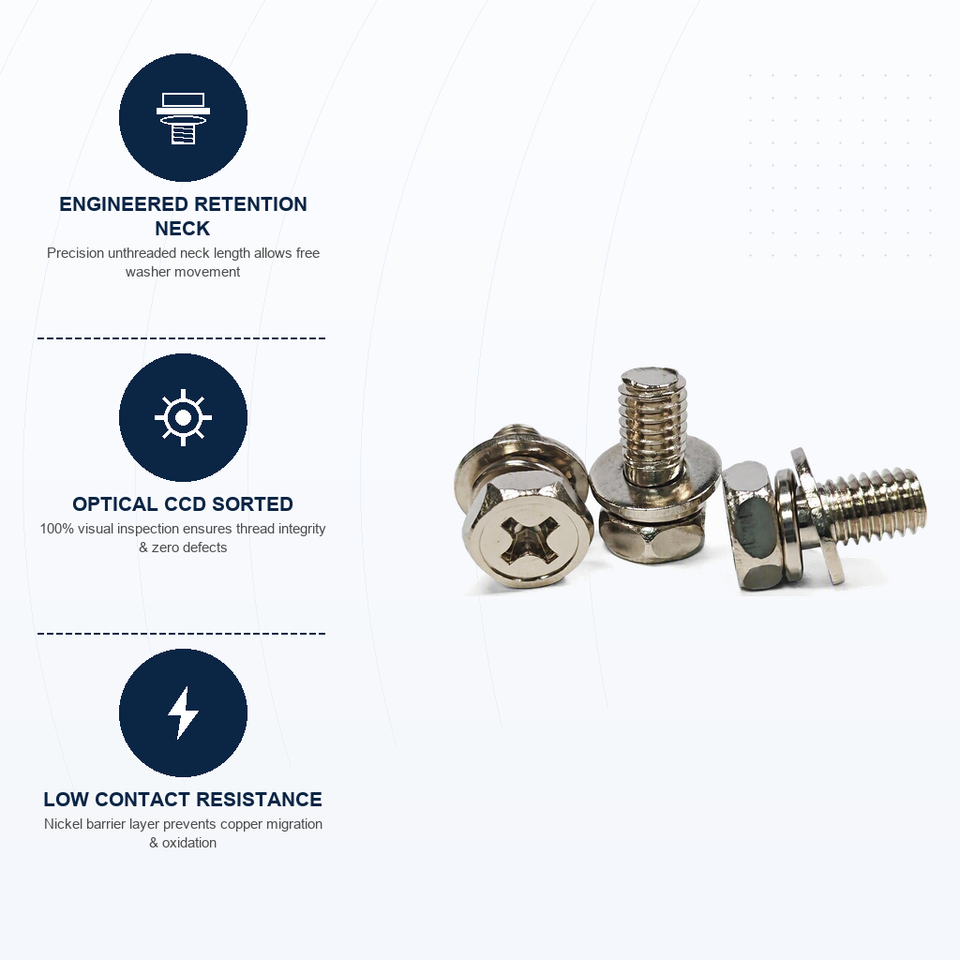 Metric M3-M8 Three-in-One Copper Alloy Combination Screws, Nickel ...