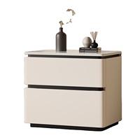 Table de chevet de luxe italienne avec poignée dissimulée, table d'appoint de rangement en microfibre blanc cassé pour hôtel et maison