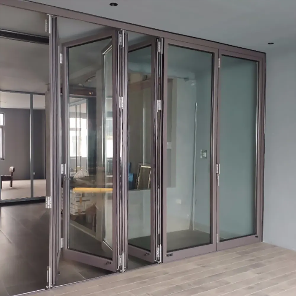 Modern Style Waterproof Bifold Doors Windows Aluminum Balcony Glass Sliding Folding Door