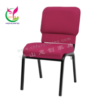 Chaise de conférence et d'église empilable en métal robuste, rembourrée et avec poches, pour la vente en gros