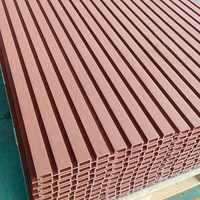 Panel Dinding WPC Luar Ruangan Tahan Cuaca Tahan UV Panel Cladding Dinding Slat Eksterior untuk Dekorasi Fasad Taman Villa