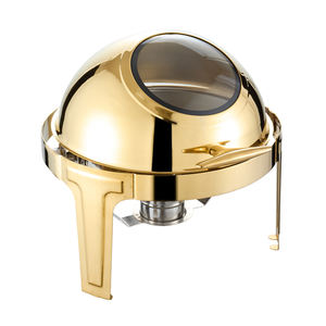 婚礼豪华圆形金色不锈钢餐厅厨房用具套装燃气火锅保温锅食品自助餐展示酒店 - Product Image 3