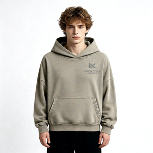<b>Men's</b> <b>Grey</b> Oversized Pullover Hoodie Wash Letter Logo Front Pocket Casual Hooded <b>Sweatshirt</b> Hoodie For <b>Man</b> - Product Image 1