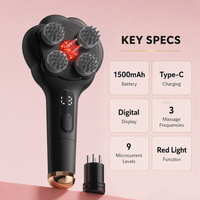 Masseur électrique portatif pour cuir chevelu, 9 niveaux, applicateur d'huile capillaire, peigne, brosse de massage du cuir chevelu avec tête de massage détachable