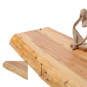 Estante flotante de madera de olmo natural de 2 niveles, estante de almacenamiento montado en la pared para libros y decoración - Product Image 3