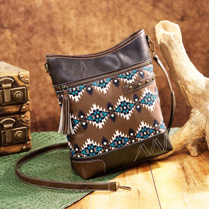 European and American Retro <b>Crossbody</b> <b>Bag</b> Printed Twill Waterproof Denim Bohemian Aztec Style Soft Nylon Material - Product Image 3