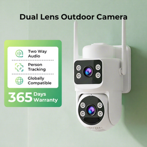 Cámara de Seguridad WiFi Exterior de Doble Lente 2K+2K, Sistema de Seguridad PTZ con IA, Detección Inteligente de Personas y Vehículos, y Reflector OEM - Product Image 1