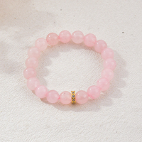 Bracelet en cristal perlé rose pour femmes, bijoux pour la Saint-Valentin, pierres précieuses naturelles, charme en forme de cœur, or 14 carats, 18 cm, tendance romantique pour filles