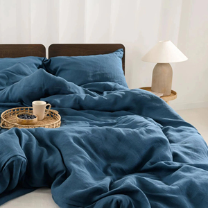Bán buôn tùy chỉnh 100% Pháp Linen Duvet cover Set đại dương màu xanh, OEM ODM dịch vụ, khách sạn nhà dệt cung cấp số lượng lớn - Product Image 1