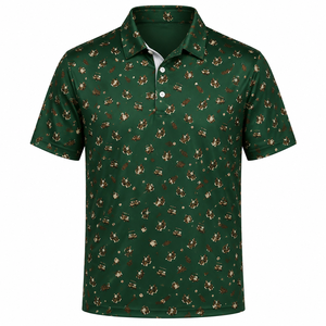 Polo de golf pour homme avec logo personnalisé, motif micro-golf imprimé, vert, anti-humidité, manches courtes, marque privée, fabricant OEM ODM - Product Image 5