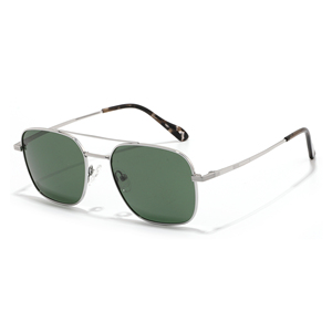 Unisex <b>Pilot</b> Sunglasses Rectangle Metal Frame Green Lens UV400 Protection Adult - Product Image 1