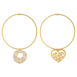 Collar de cadena de serpiente de acero inoxidable chapado en oro con colgante de corazón y círculo, joyería moderna para mujer - Product Image 5