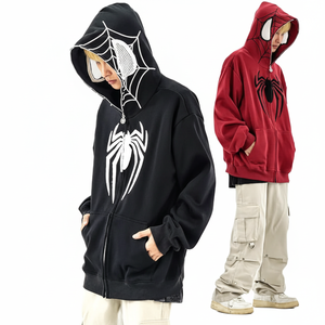 Veste à glissière à manches longues pour femmes sweat à capuche imprimé araignée Streetwear léger pour automne hiver XS taille tissu tissé Logo avant - Product Image 1