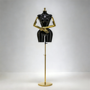 <span class=keywords><strong>Mannequin</strong></span> de couture femme grande taille demi-corps en PP de haute qualité avec bras mobiles dorés |   Fenêtre de tailleur en position debout - Product Image 2