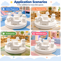 Manège Commercial pour Enfants, 4 Sièges Animaux avec Poignées, Aire de Jeu Intérieure, Rotation à 360 Degrés