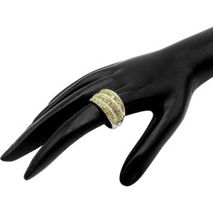 Anillo de Diamantes Naturales Blancos y Amarillos, Plata de Ley 925, Corte Redondo, Dos Tonos, Talla 7, para Uso Diario Femenino - Product Image 3