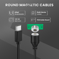 USB C a conector magnético recto redondo 12V 3A Cable de carga rápida con placa PCB