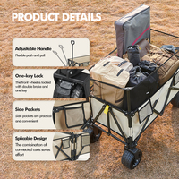 Chariot de plage portable KingGear pour extérieur et jardin, chariot à roulettes pliable à quatre roues avec poignée réglable, OEM