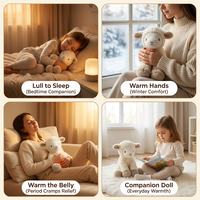 Coussin chauffant en peluche douce en coton PP, compatible micro-ondes, parfum lavande, en forme de mouton, pour soulager les crampes et les douleurs corporelles, vente en gros