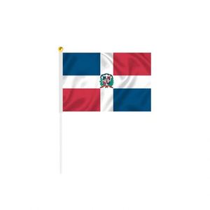 Drapeaux miniatures à agiter à la main en polyester personnalisés pour l'extérieur, République Dominicaine, vente en gros - Product Image 4
