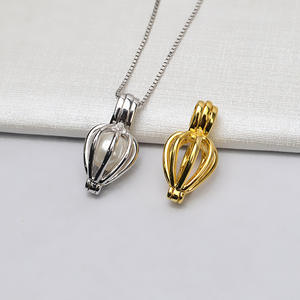 Accesorio de Joyería de Acero Inoxidable S925, Cadena de Clavícula con Forma de Jaula de Pájaro 7-8, para Colgar Perlas, 830, Sin Orificio, Colgante - Product Image 1