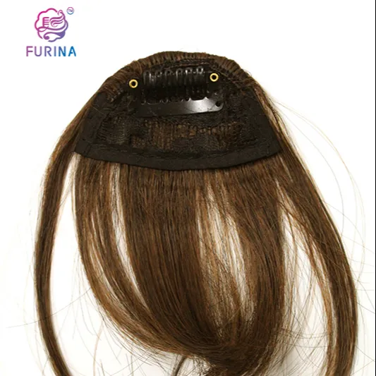 Beauty Natural Color Straight Hair Extension Clip in Human Hair Bangs Fringe with hair on the temples