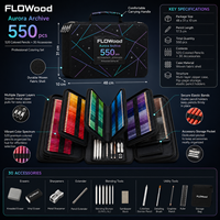 FLOWood Aurora Archive – Ensemble de 550 pièces : 520 crayons de couleur, 30 accessoires de dessin, étui de transport multicouche à fermeture éclair pour artistes
