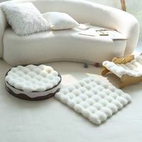 Tapis rond pour animaux de compagnie en fausse fourrure de lapin ondulée, doux, moelleux et chaud, antidérapant, lavable, pour petits chiens et chats