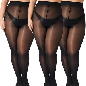 Collants brillants transparents pour femmes taille extra large, taille haute, incassables, 30D, collants brillants à l'huile - Product Image 1