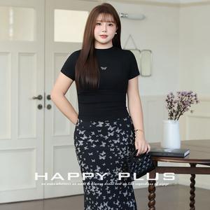 T-shirt ajusté gris à manches courtes motif papillon pour femme Runqi, taille plus, nouvelle collection printemps 2026 - Product Image 2