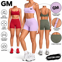 Ensemble de sport respirant et à séchage rapide pour femmes GM avec logo personnalisé, soutien-gorge de sport sans couture, short, vêtements de sport, tenue de yoga taille haute