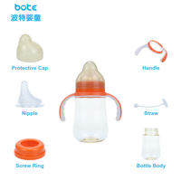 Bebas BPA PPSU Leher lebar Botol susu bayi 160ml 240ml 320ml OEM Produsen Logo kustom Dengan merek Anda Pegangan Dot Botol susu