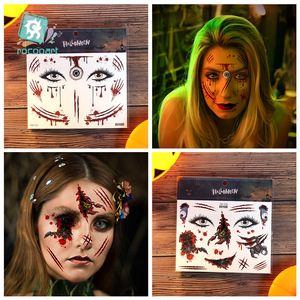 Nuevas pegatinas de tatuajes de Halloween transfronterizas, maquillaje facial aterrador y sangriento, película de agua, impresión por transferencia de agua - Product Image 3