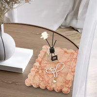 Plateau décoratif de luxe en marbre naturel avec bord festonné-Plateau de vanité de salle de bain, plateau à café pour la décoration de la maison et de la cuisine