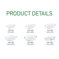 Ensemble de plats de cuisson au four en verre à haute teneur en borosilicate couvercle de couleur personnalisée casserole de forme ovale avec couvercle élégant