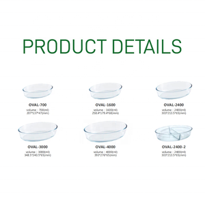 High Borosilicate <strong>Glass</strong> Oven Baking <strong>Dish</strong> Set Custom Color <strong>Lid</strong> Oval Shape Pan <strong>with</strong> Stylish <strong>Lid</strong> - Product Image 2