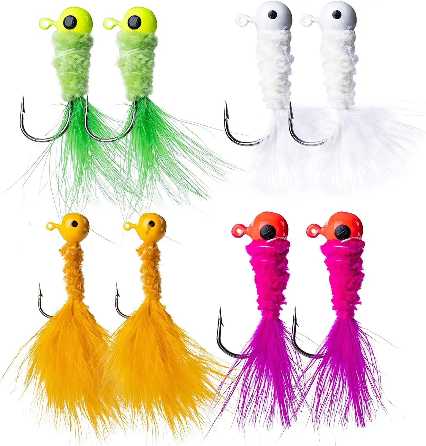 Custom Manufacturers Best Hand Tied Chartreuse White New the Perfect Crappie Hair Fishing Jigs Bait Lures Supplies for Sale