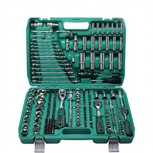 Ensemble d'outils de mécanicien vert de 216 pièces en acier au chrome-vanadium OLIVER, kit d'outils de réparation automobile, clé à douille robuste pour la quincaillerie - Product Image 1