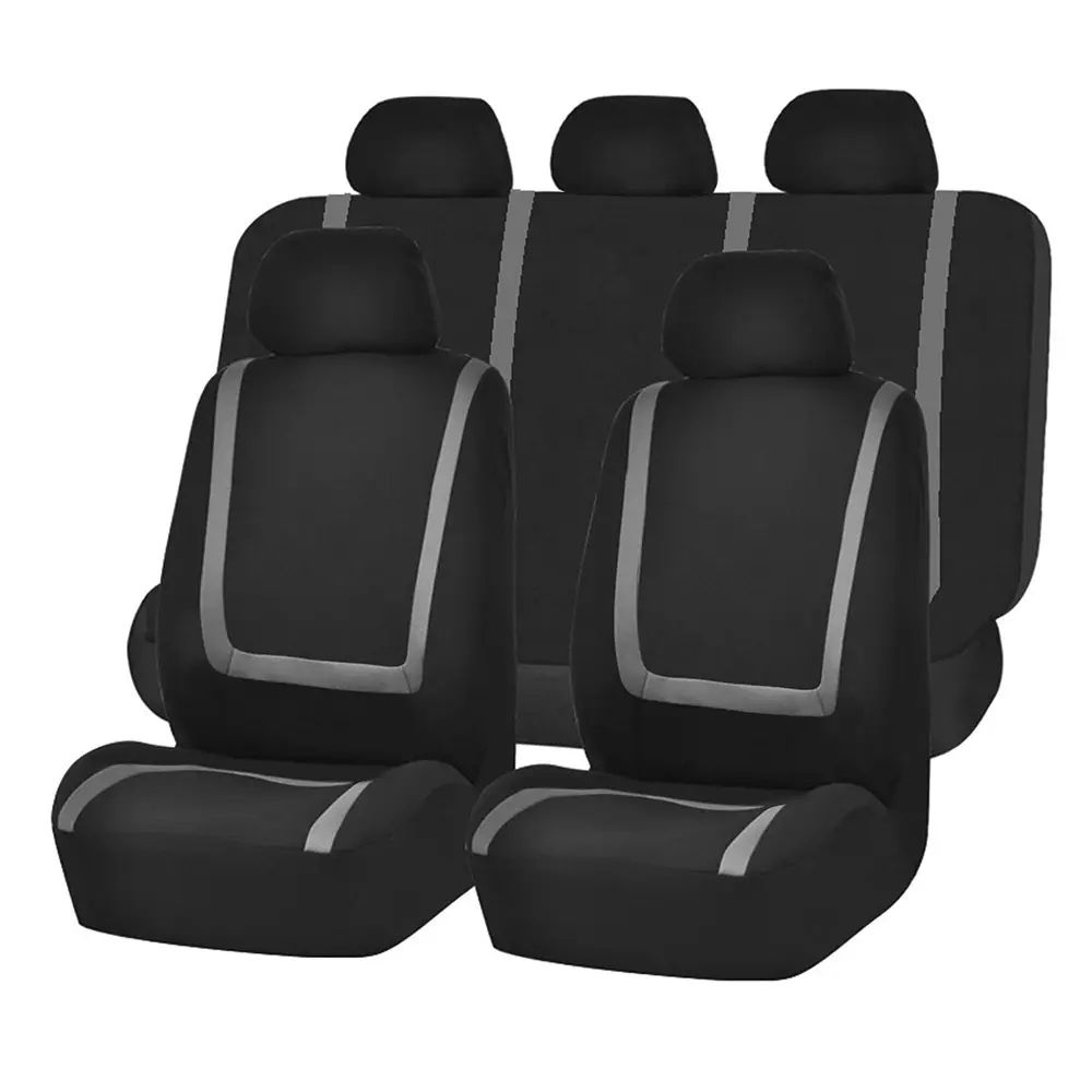 Fundas de asiento de coche transpirables personalizadas, conjunto completo de fundas de asiento negras, ajuste Universal para coche