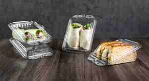 Amper Evident Grab-N-Go Packaging Cajas de plástico reciclables seguras para burritos y sándwiches Uso alimentario industrial - Product Image 1
