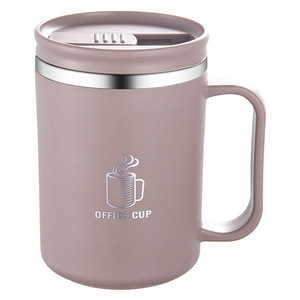Tasse de bureau en acier inoxydable 304 avec couvercle, isolation thermique, cadeau d'affaires, tasse droite - Product Image 1