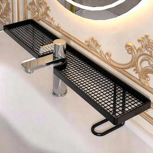 Nordic Style No-Drill Wall Mounted <strong>Shelf</strong> for Bathroom, <strong>50cm</strong> Faucet Rack, PP Material - Product Image 1