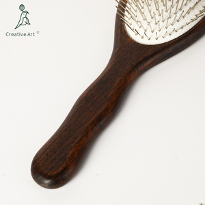 Peine de aguja de acero para limpieza de metales, peine de masaje de bambú natural, <span class=keywords><strong>cepillo</strong></span> de pelo de madera para mujeres, uso doméstico, cepillos de paleta de madera - Product Image 3