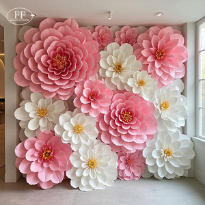 زهور طائرة 3D 5D خلفية أزهار حرير زهور اصطناعية جدار لحفلات الزفاف ورقة فنية لفافة عيد الأم - Product Image 1