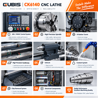 Tour CNC CK6140, portée de coupe 400 mm, longueur de travail 650 mm, alésage de broche 52 mm, patins usinés, lit plat, machine-outil CNC horizontale pour métaux