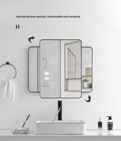 Miroir en céramique moderne anti-buée avec éclairage LED et horloge pour salle de bain et douche d'hôtel, incluant des lavabos