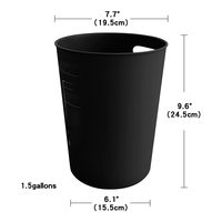 Poubelle ronde en plastique blanc et noir de 1,5 gallon, petite poubelle à déchets