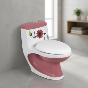 WC monobloc en céramique de designer, à poser au sol, norme américaine, avec chasse d'eau siphonique économe en consommation d'eau, sanitaires - Product Image 2